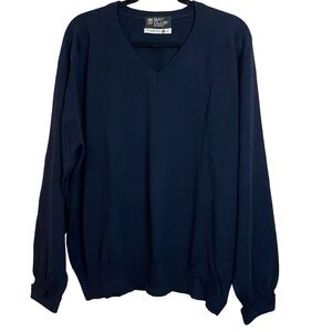 Men's Navy 100% Pure Wool V-Neck Dressy Sweater Made in Australia.  Size. XL